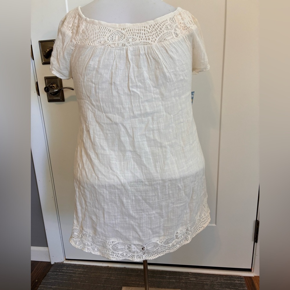 NWT O'Neill Cream Knit And Linen Lightweight Tunic